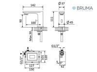 MEDIDAS GRIFO LAVABO ELECTRONICO BRUMA